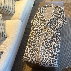Blank NYC Leopard Print Cardigan Car coat sweater. 3/4 length sleeves